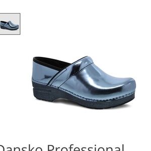 Dansko sky blue chrome clogs size 39